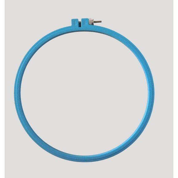 2 Embroidery Hoops Blue Plastic Round 8 Inch Oval 9x4.5 Inch Screw Closure - Picture 5 of 6
